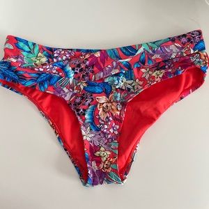 Kenneth Cole New York Women Tropical Side Tab Bikini Bottom L Cherry